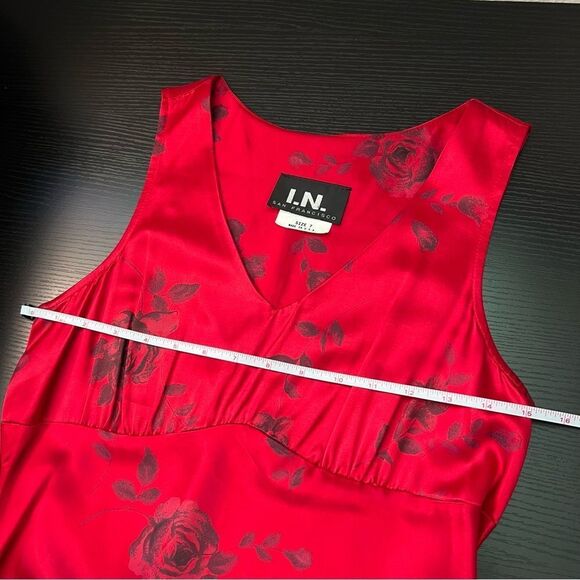 ✨ I. N. San Francisco Red Floral Satin Mini Dress 7 - Picture 9 of 10